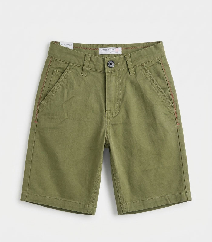 culotte Ensemble 2 Pièces Garçon : Polo Rayé & Short Bermuda Vert – Image 4