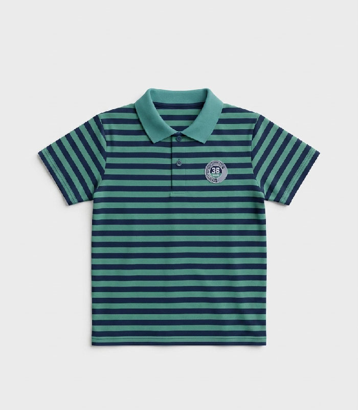 polo3 Ensemble 2 Pièces Garçon : Polo Rayé & Short Bermuda Vert – Image 3