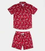 Ensemble 2 Pièces Tropical – Chemise & Short Rouge