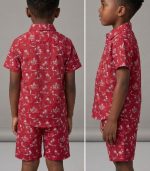 Ensemble 2 Pièces Tropical – Chemise & Short Rouge – Image 2