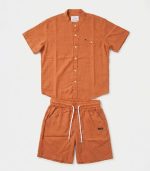 Ensemble 2 Pièces Été – Chemise Col Officier & Short Terracotta