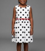 Robe Chic à Pois sans Manches avec Ceinture Rouge pour Fille – Image 2