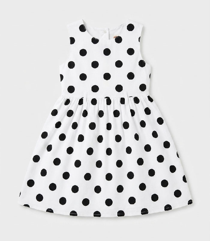 rob4 Robe Chic à Pois sans Manches avec Ceinture Rouge pour Fille – Image 3