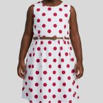 Robe Fille Blanche à Pois Rouges avec Ceinture Marron