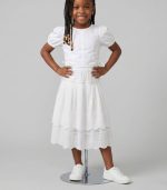 Ensemble de cérémonie fille en broderie anglaise « Blanche »