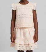 Ensemble 2 Pièces Bohème Chic – Top Brodé & Jupe à Volants en Broderie Anglaise