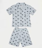 Ensemble Pyjama Court Garçon Bleu Clair – Motif Dinosaures – Image 3