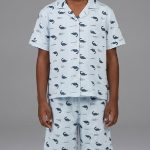 Ensemble Pyjama Court Garçon Bleu Clair – Motif Dinosaures