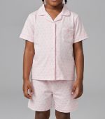 Pyjama court fille rose poudré à motifs - Ensemble 2 pièces