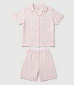Pyjama court fille rose poudré à motifs - Ensemble 2 pièces – Image 3