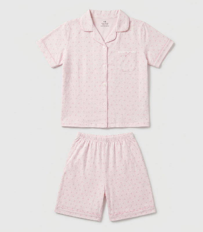 42 Pyjama court fille rose poudré à motifs - Ensemble 2 pièces – Image 3