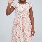 Robe d'Été à Motif Floral et Manches à Volants pour Fille