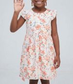 Robe d'Été à Motif Floral et Manches à Volants pour Fille