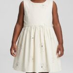 Robe de Fête Fille Écru à Motifs Étoilés Argentés