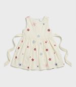 Robe Écrue Sans Manches à Fleurs Brodées – Image 2