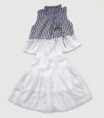 Ensemble 2 Pièces Fillette – Haut Cache-Cœur Rayé & Jupe Évasée en Broderie Anglaise – Image 3