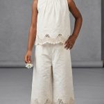 Ensemble 2 pièces en broderie anglaise et dentelle – Blanc cassé