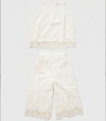 Ensemble 2 pièces en broderie anglaise et dentelle – Blanc cassé – Image 2