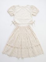 Ensemble 2 pièces en broderie anglaise – Blanc cassé – Image 2